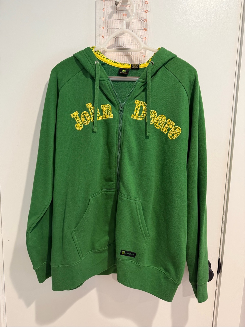 John Deere Green Hoodie with Yellow Embroidered Detail - XL - New